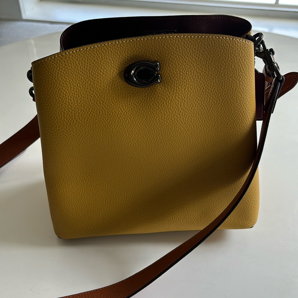 Coach Yellow and Brown Leather Crossbody Bag